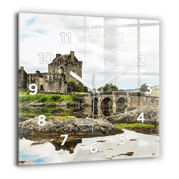 Wanduhr quadratisch Schloss Eilean Donan in Schottland