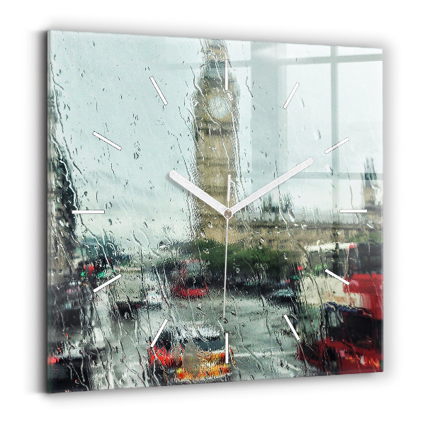 Wanduhr quadratisch Verregnetes London