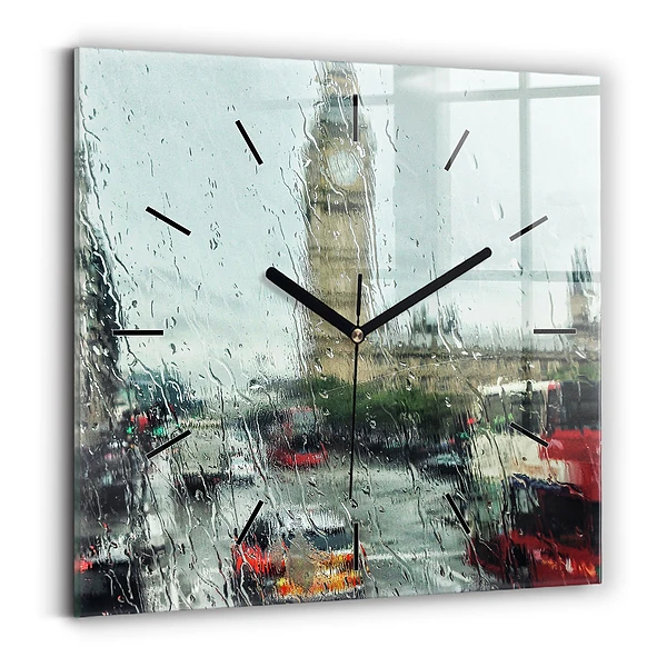 Wanduhr quadratisch Verregnetes London
