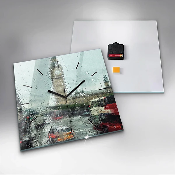 Wanduhr quadratisch Verregnetes London