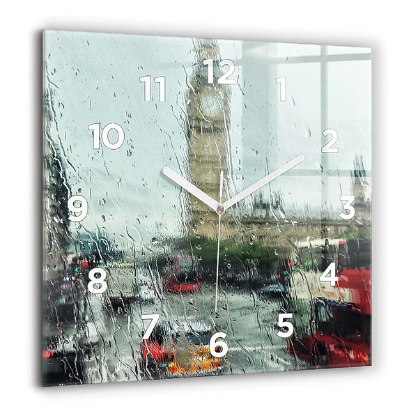 Wanduhr quadratisch Verregnetes London