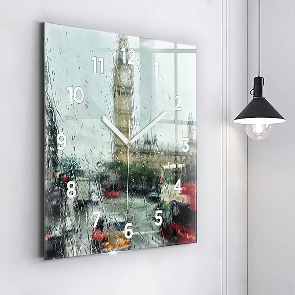 Wanduhr quadratisch Verregnetes London