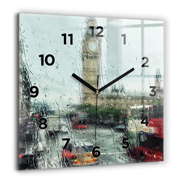 Wanduhr quadratisch Verregnetes London
