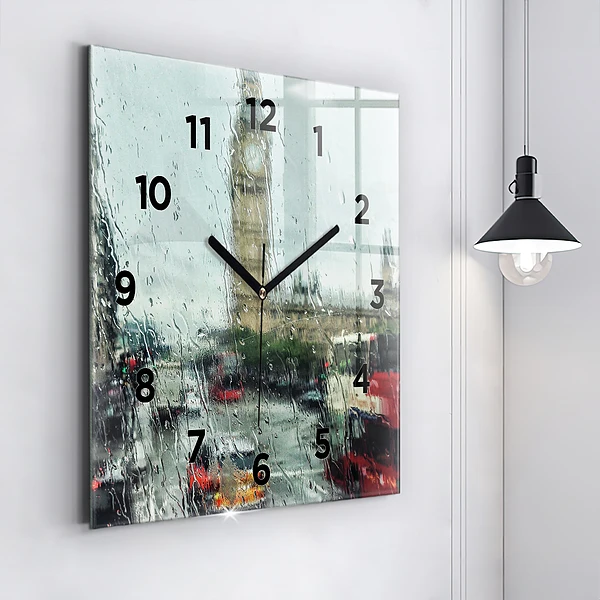 Wanduhr quadratisch Verregnetes London