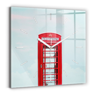 Wanduhr quadratisch Telefonzelle