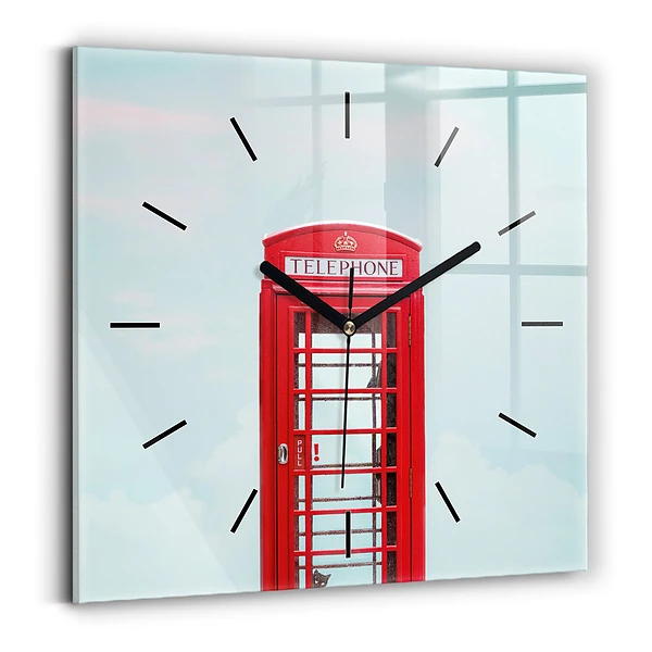 Wanduhr quadratisch Telefonzelle