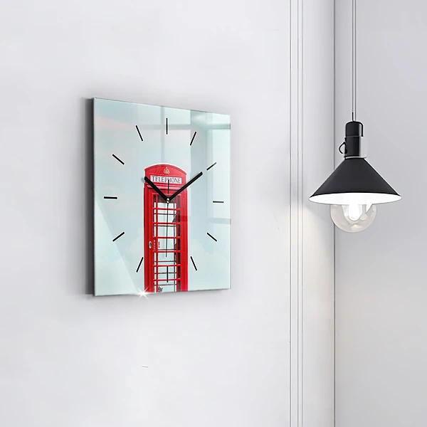 Wanduhr quadratisch Telefonzelle