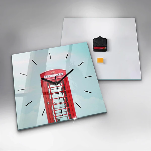 Wanduhr quadratisch Telefonzelle