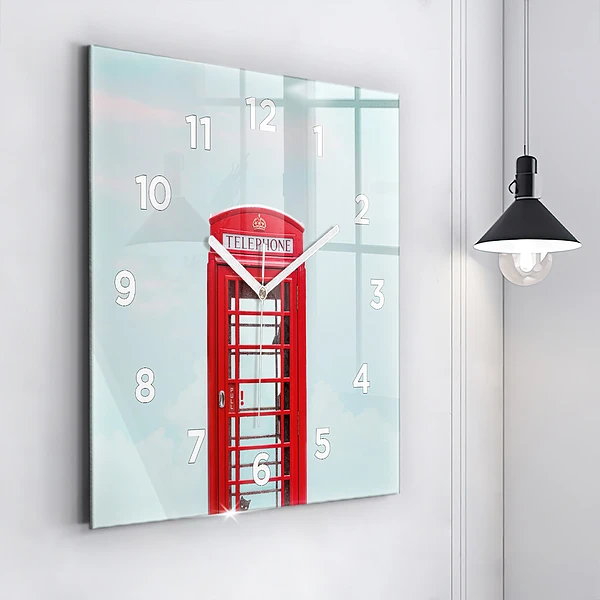 Wanduhr quadratisch Telefonzelle