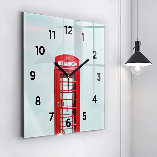 Wanduhr quadratisch Telefonzelle