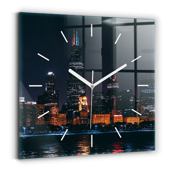 Wanduhr quadratisch Chicago Stadtbild