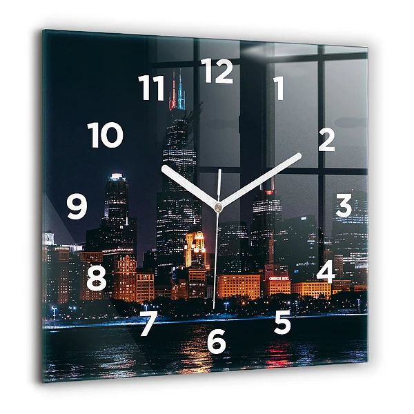 Wanduhr quadratisch Chicago Stadtbild