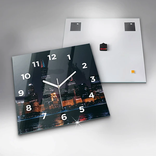 Wanduhr quadratisch Chicago Stadtbild
