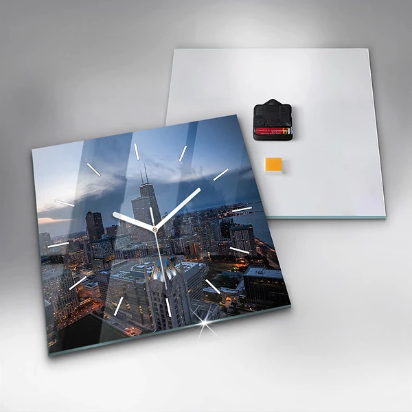 Wanduhr modern quadratisch Foto von Chicago