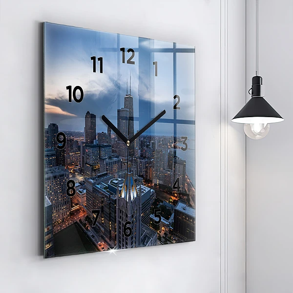 Wanduhr modern quadratisch Foto von Chicago