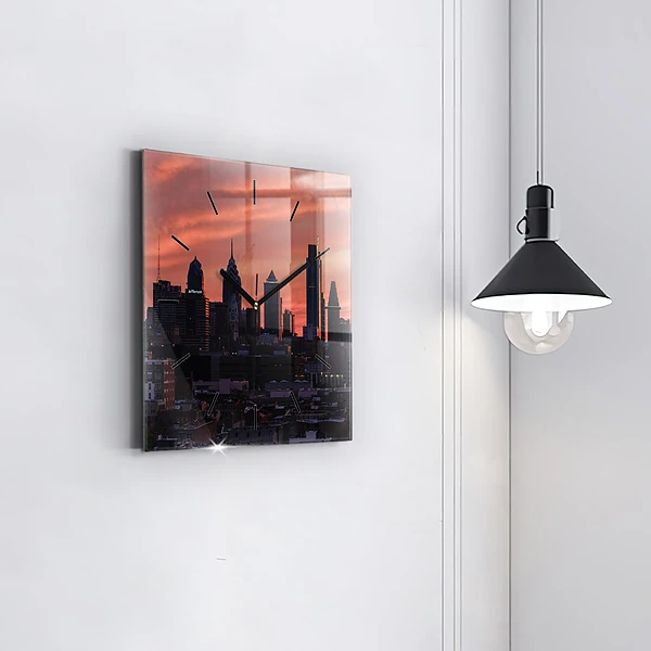 Wanduhr quadratisch mit motiv Skyline von Philadelphia