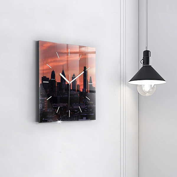 Wanduhr quadratisch mit motiv Skyline von Philadelphia