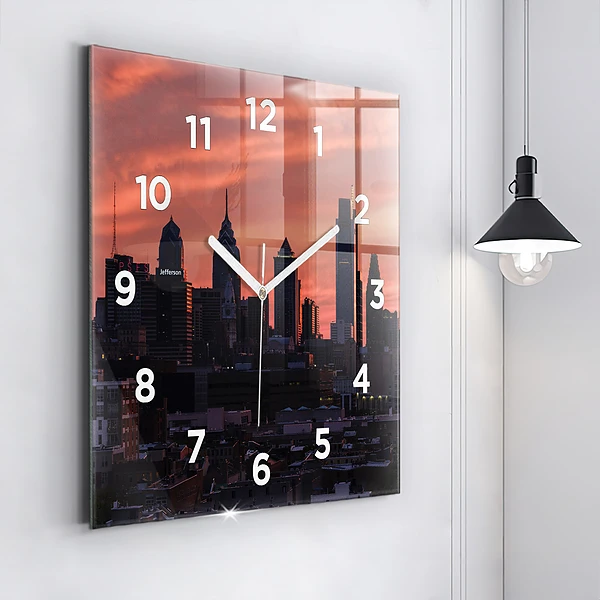 Wanduhr quadratisch mit motiv Skyline von Philadelphia