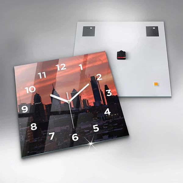 Wanduhr quadratisch mit motiv Skyline von Philadelphia
