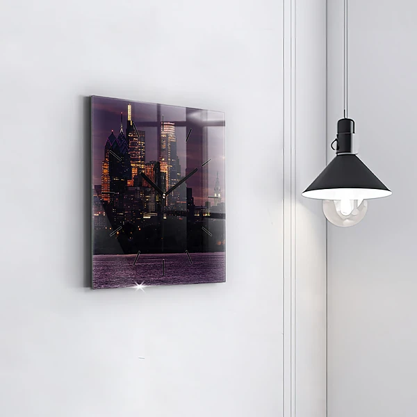 Wanduhr quadratisch mit motiv Philadelphia Stadtpanorama