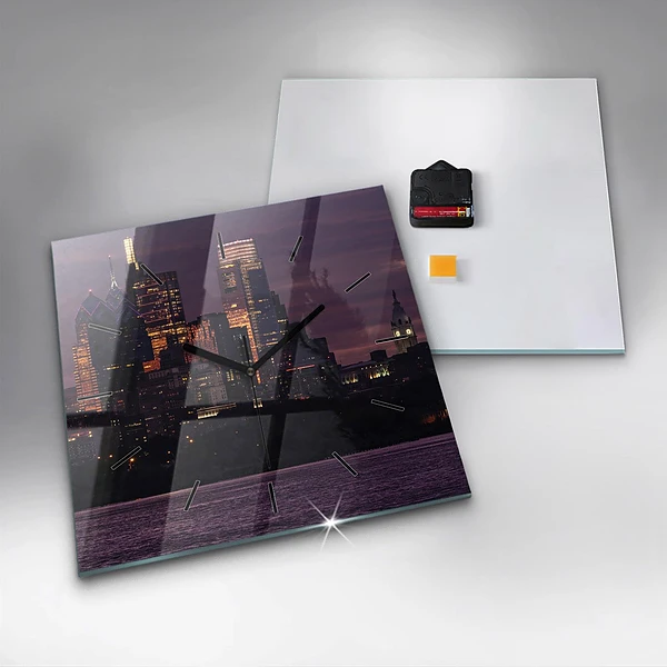Wanduhr quadratisch mit motiv Philadelphia Stadtpanorama