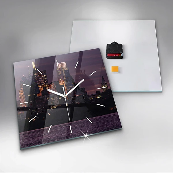 Wanduhr quadratisch mit motiv Philadelphia Stadtpanorama