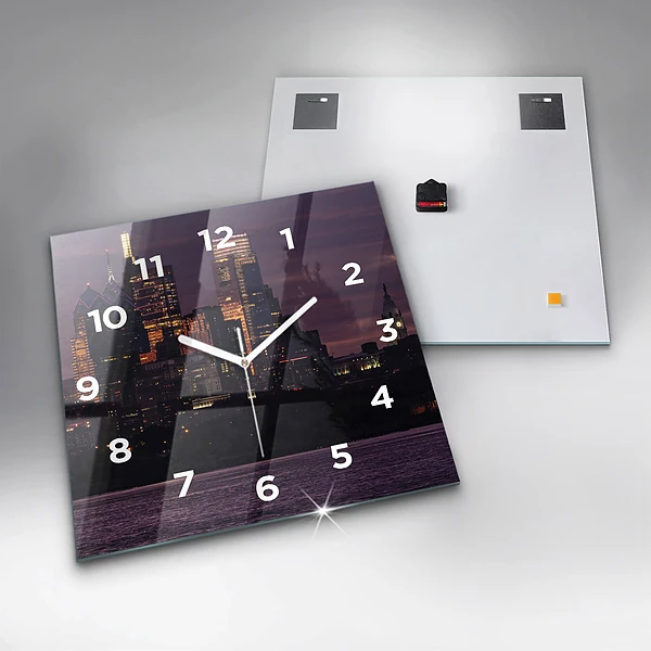 Wanduhr quadratisch mit motiv Philadelphia Stadtpanorama