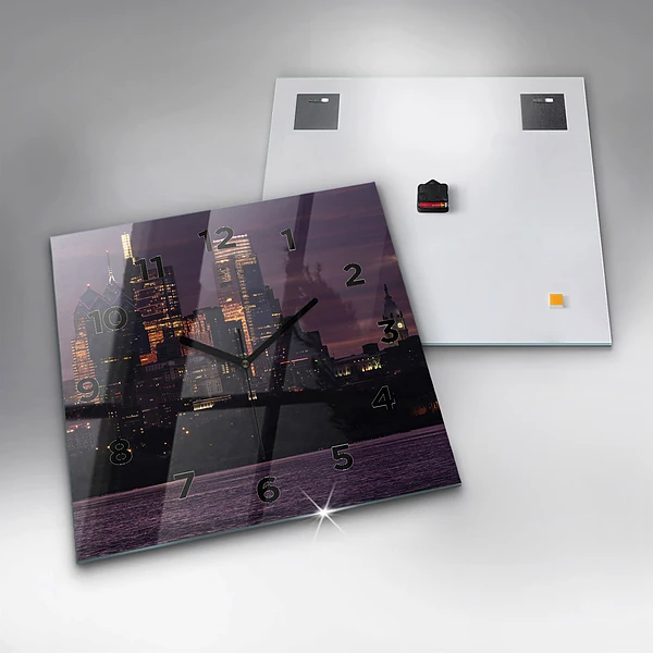 Wanduhr quadratisch mit motiv Philadelphia Stadtpanorama