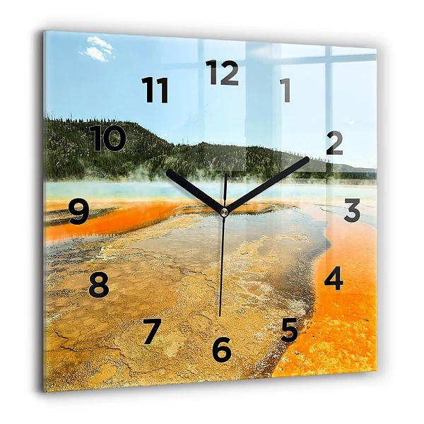 Wanduhr quadratisch mit motiv See mit Bergen
