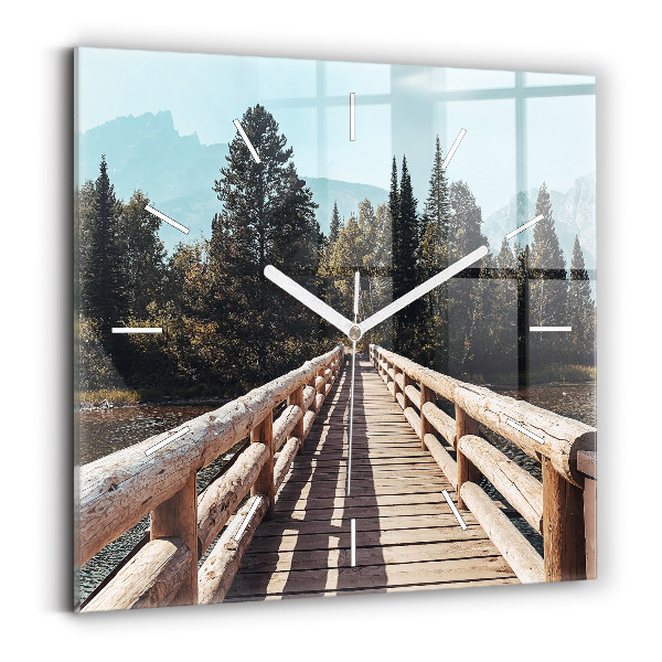 Wanduhr quadratisch mit motiv Berge im Yellowstone