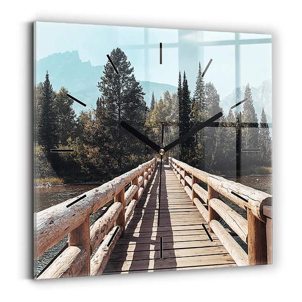 Wanduhr quadratisch mit motiv Berge im Yellowstone