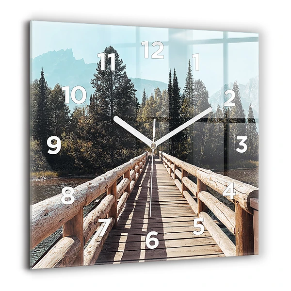 Wanduhr quadratisch mit motiv Berge im Yellowstone