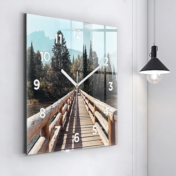 Wanduhr quadratisch mit motiv Berge im Yellowstone