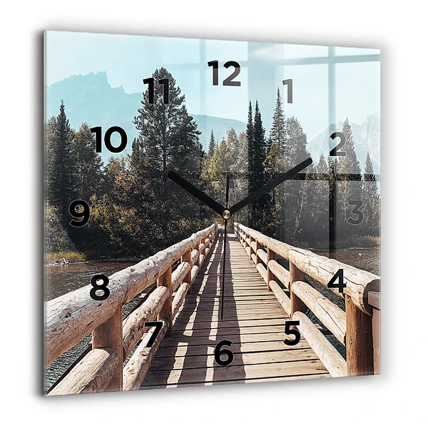 Wanduhr quadratisch mit motiv Berge im Yellowstone