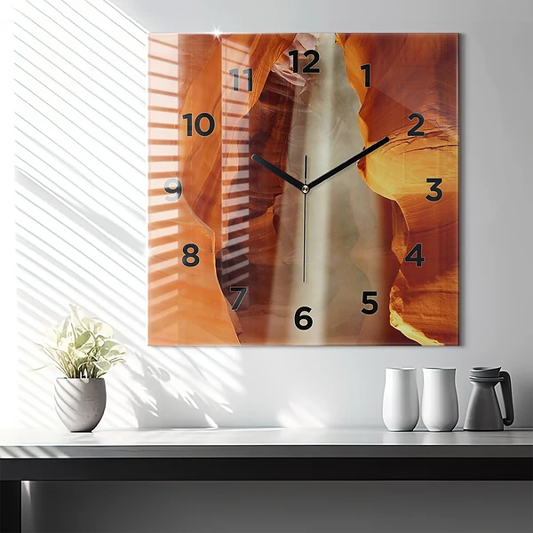 Wanduhr quadratisch mit motiv Wüstenschlucht