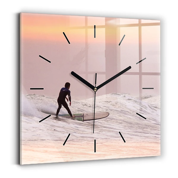 Wanduhr quadratisch Surfer auf Hawaii