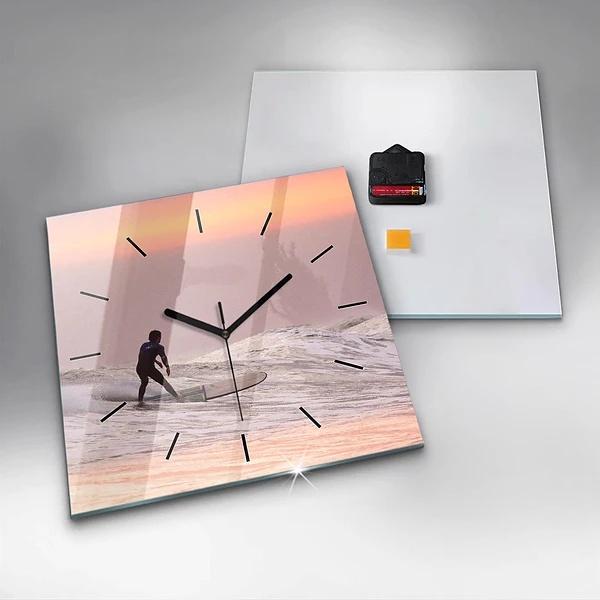 Wanduhr quadratisch Surfer auf Hawaii