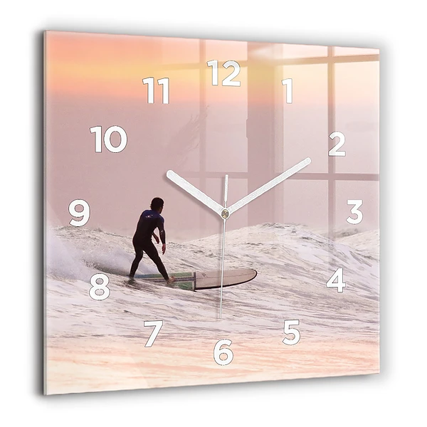 Wanduhr quadratisch Surfer auf Hawaii
