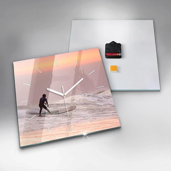 Wanduhr quadratisch Surfer auf Hawaii