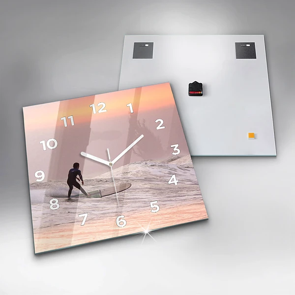 Wanduhr quadratisch Surfer auf Hawaii