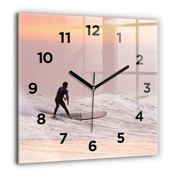 Wanduhr quadratisch Surfer auf Hawaii
