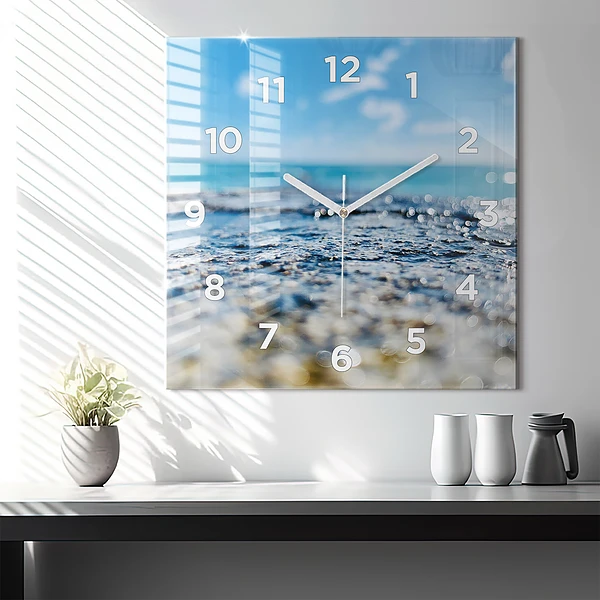 Wanduhr quadratisch mit motiv Wasserfotografie