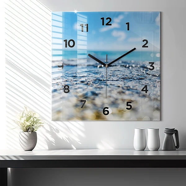 Wanduhr quadratisch mit motiv Wasserfotografie