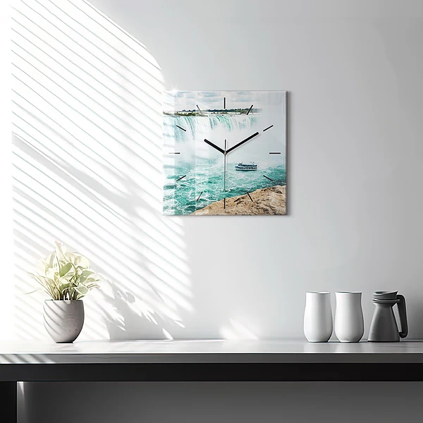 Wanduhr quadratisch mit motiv Niagara-Boot