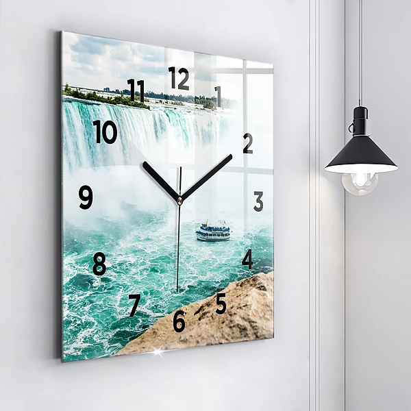 Wanduhr quadratisch mit motiv Niagara-Boot