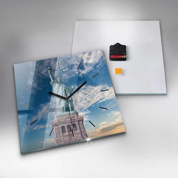 Wanduhr quadratisch mit motiv Freiheitsstatue New York