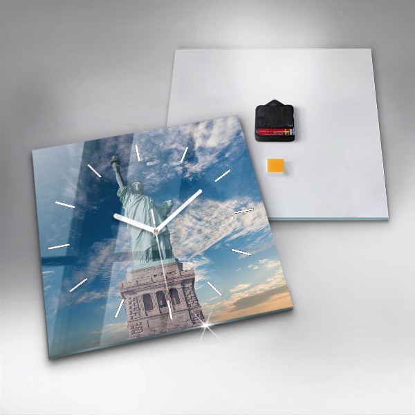 Wanduhr quadratisch mit motiv Freiheitsstatue New York