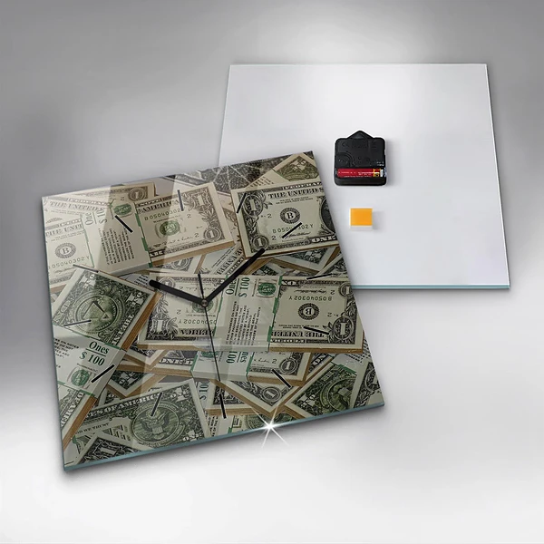 Wanduhr quadratisch mit motiv 1 US Dollar