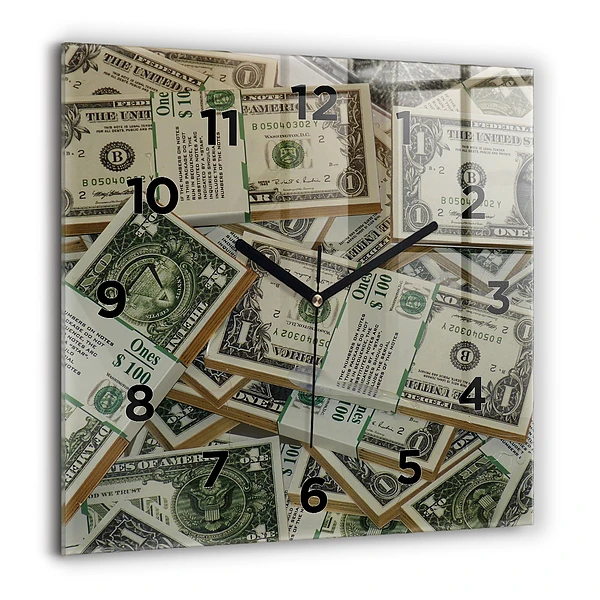 Wanduhr quadratisch mit motiv 1 US Dollar