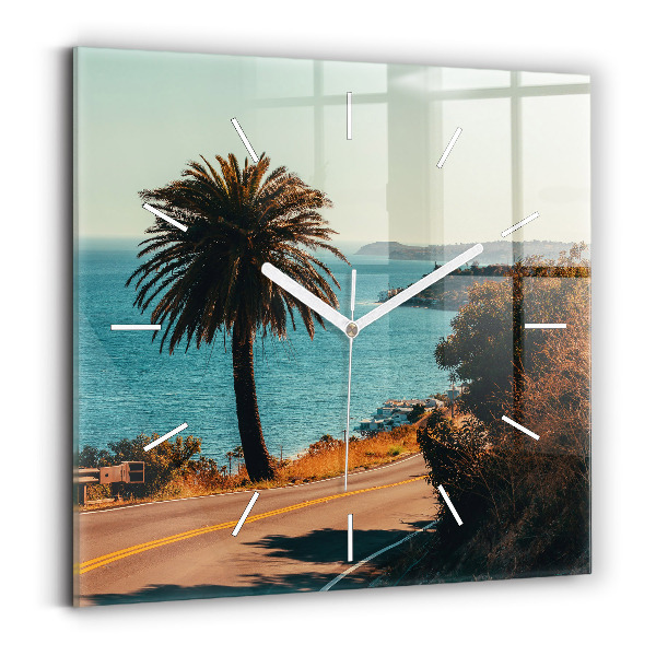 Wanduhr quadratisch Palmen in Malibu